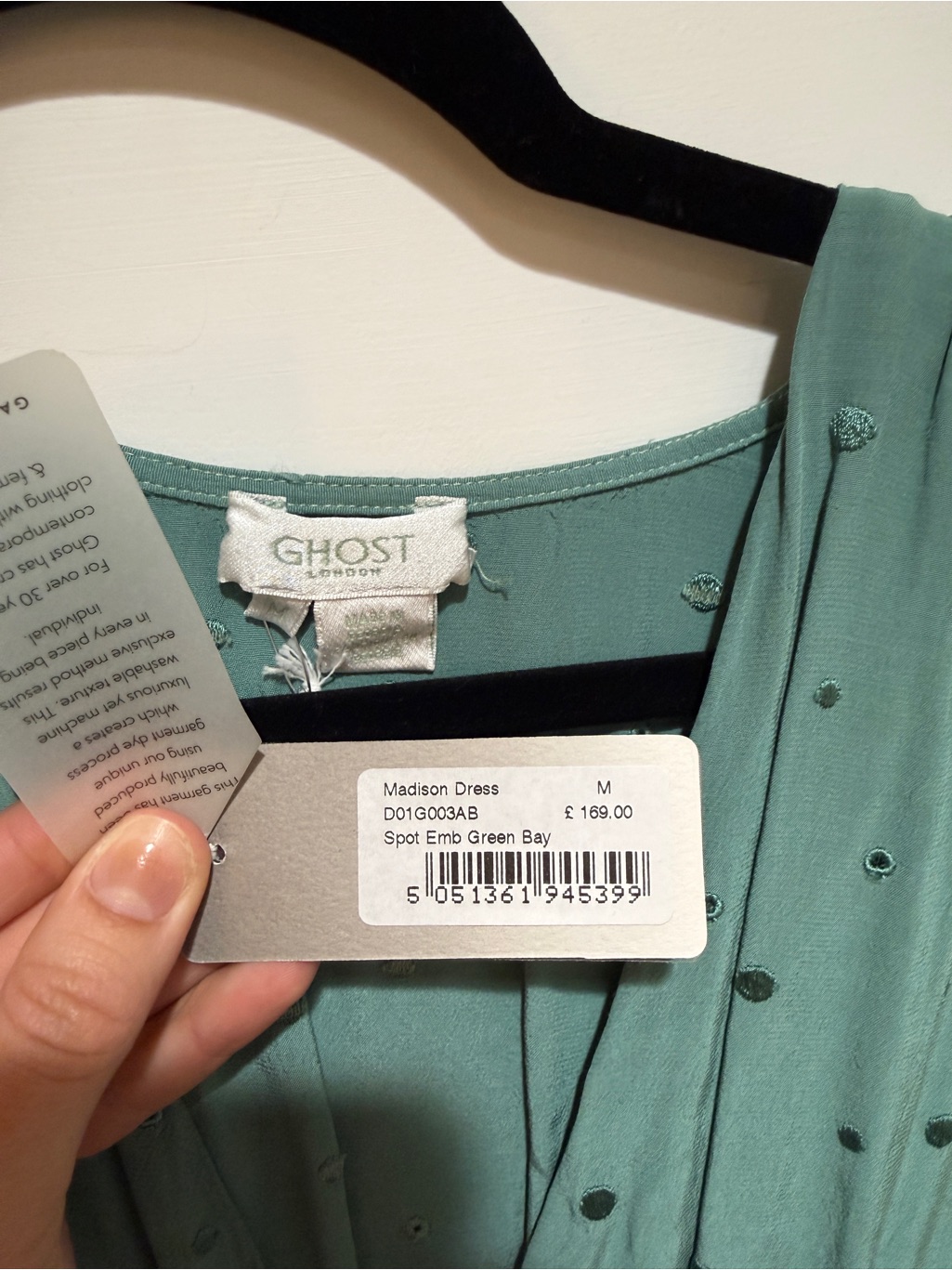 Button-Front Teal Midi Dress With Subtle Dot Texture — image 3 of 6